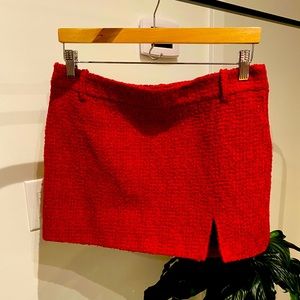Zara Red Tweed Mini Skirt with Slit